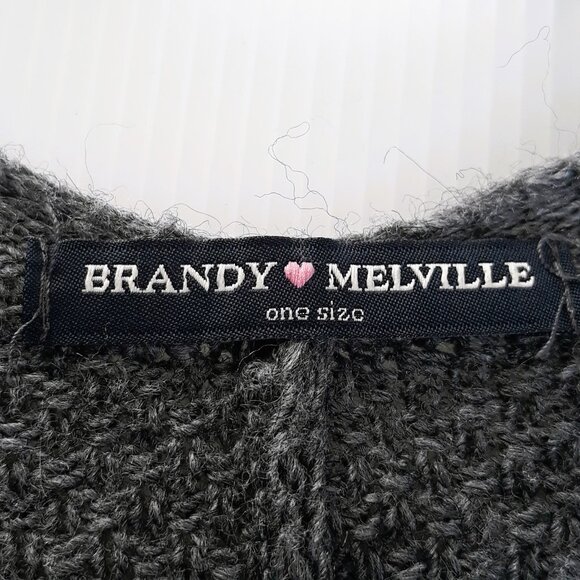 Brandy Melville Gray Thermal Knit Sweater Cardigan OSFM Wool Blend Open Front - Picture 4 of 5